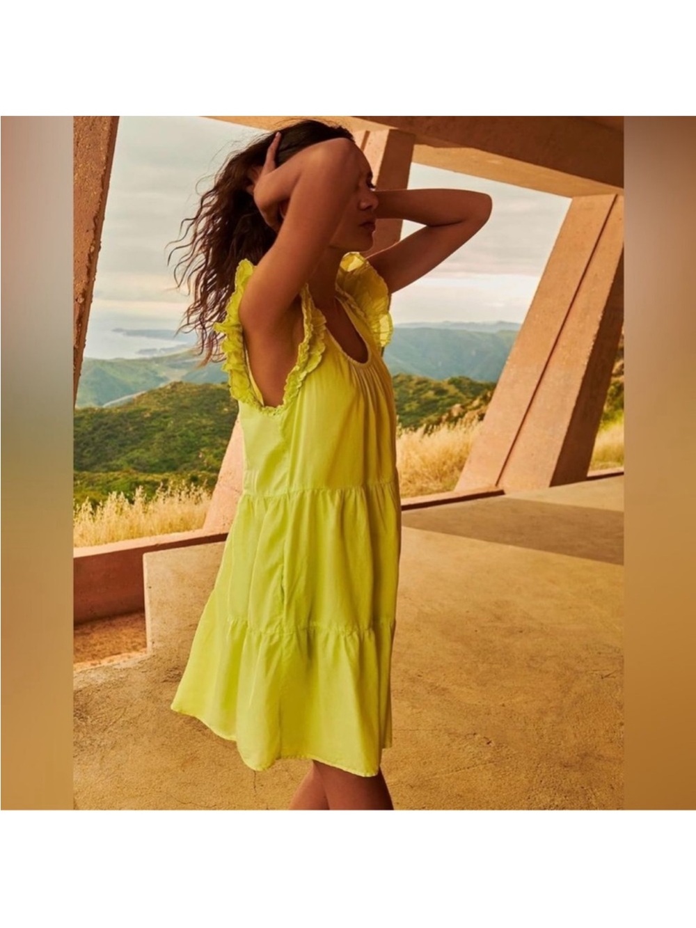 Nation LTD Yellow Ruffle-Sleeve Mini Dress